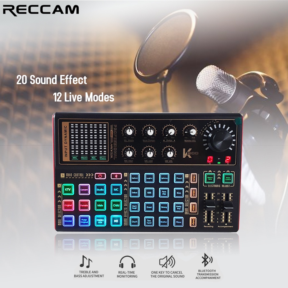 Sound card Recording 2 Mic Dual Channel Mixer Audio RECCAM K300