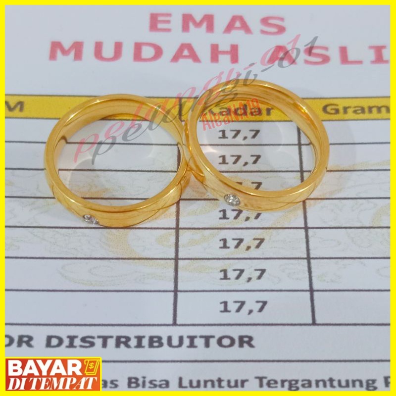 cincin kawin 2pcs emas muda 6.7gr kadar 17.7% free surat