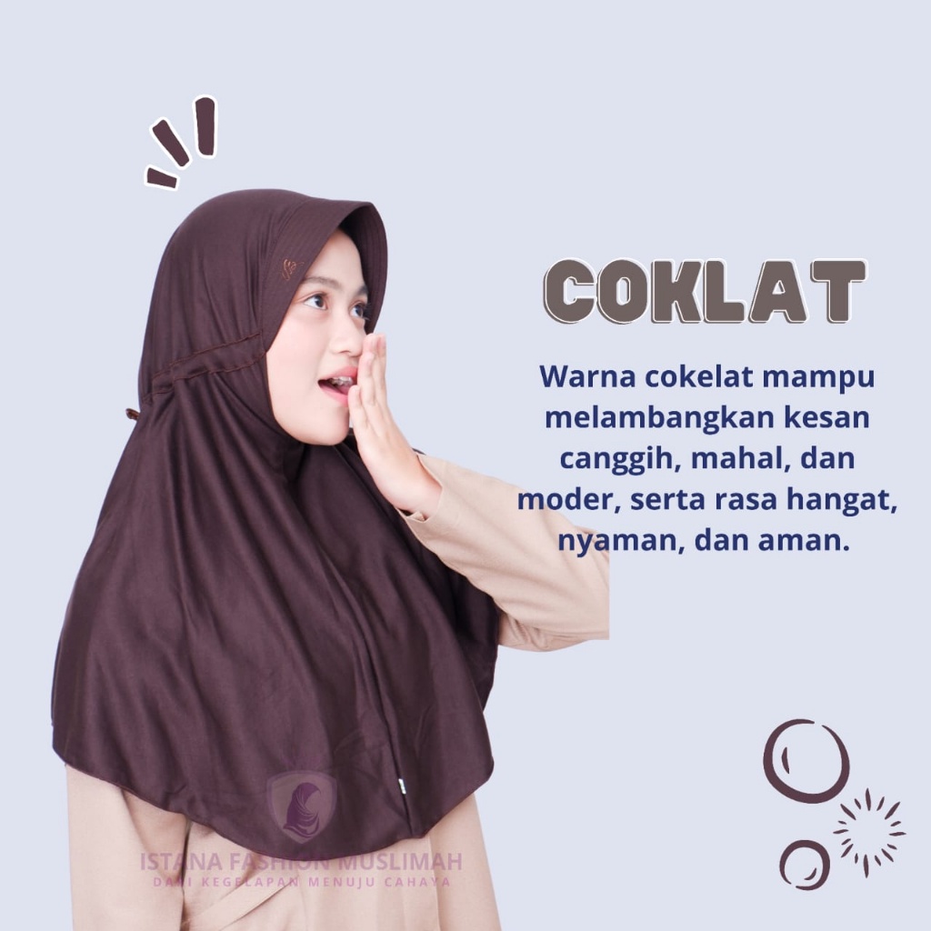 Kerudung Sekolah Anak SD SMP SMA Pita Coklat Polos Ukuran S,M,L,XL Instan Anak Dewasa Kerudung Rabba