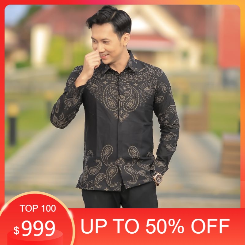 BATIK BOLO DEWO Motif Lanang Prakasa Hem Atasan Kemeja Baju Batik Pria Lengan Panjang/Kondangan nika