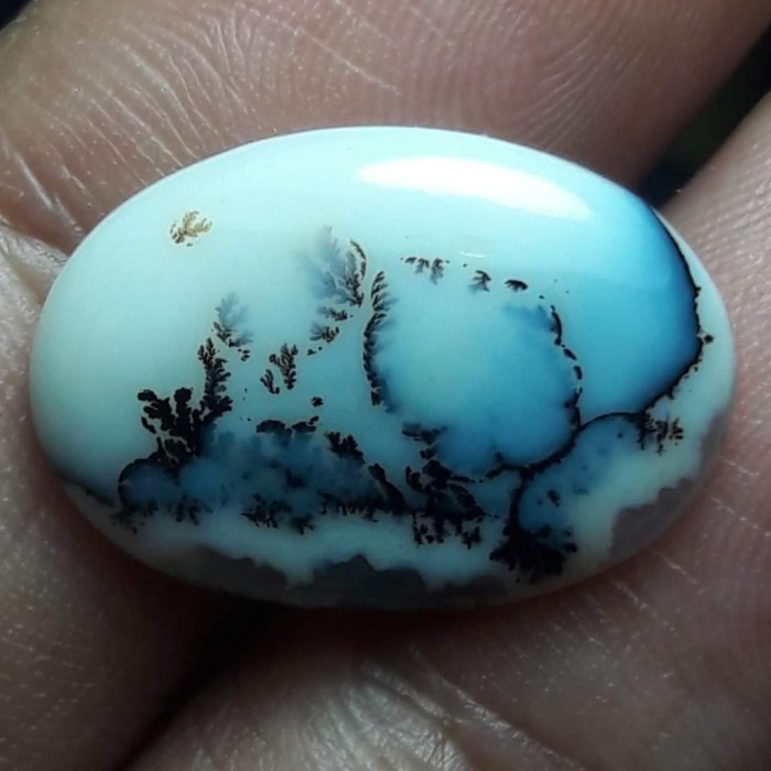 Natural Batu Akik Dendrit Yaman Motif Gambar Tumbuhan Pohon Antik 1