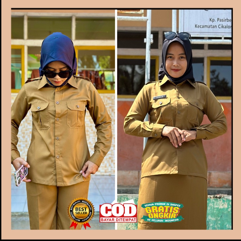 Seragam khaki pns Wanita Baju Dinas pemda wanita// BAJU SERAGAM GURU KAIN LEMBUT