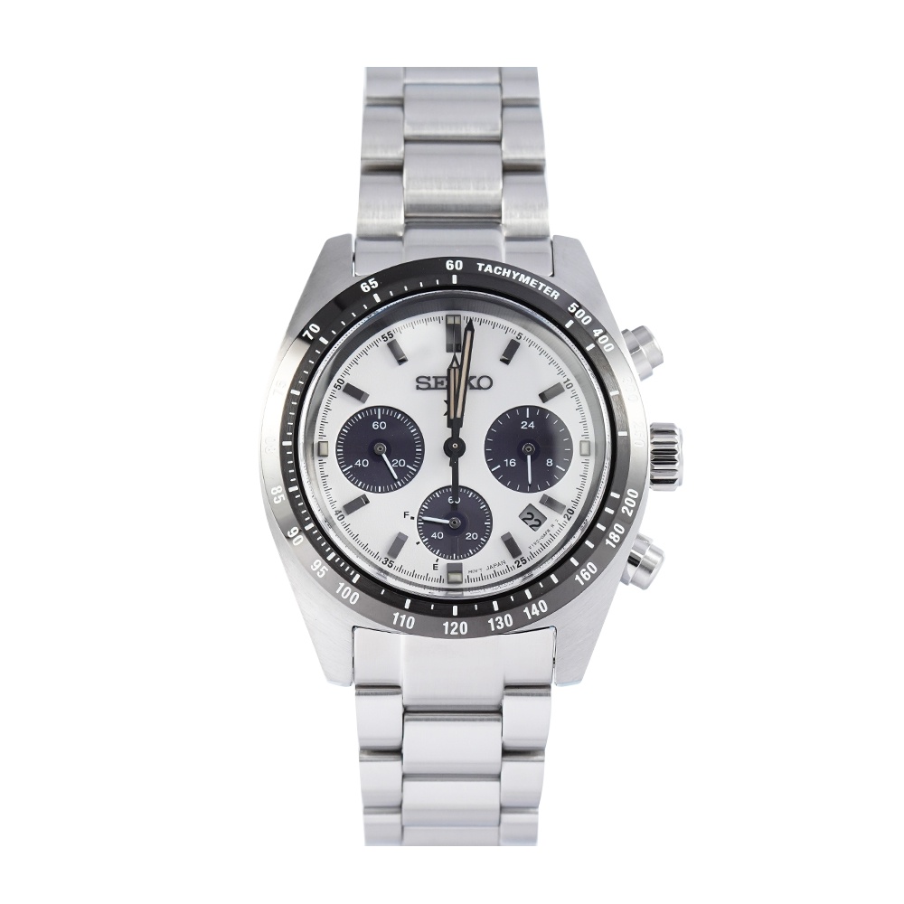 Jam Tangan Pria Seiko Prospex SSC813P1 Speedtimer Panda Solar Chronograph White Dial Stainless Steel