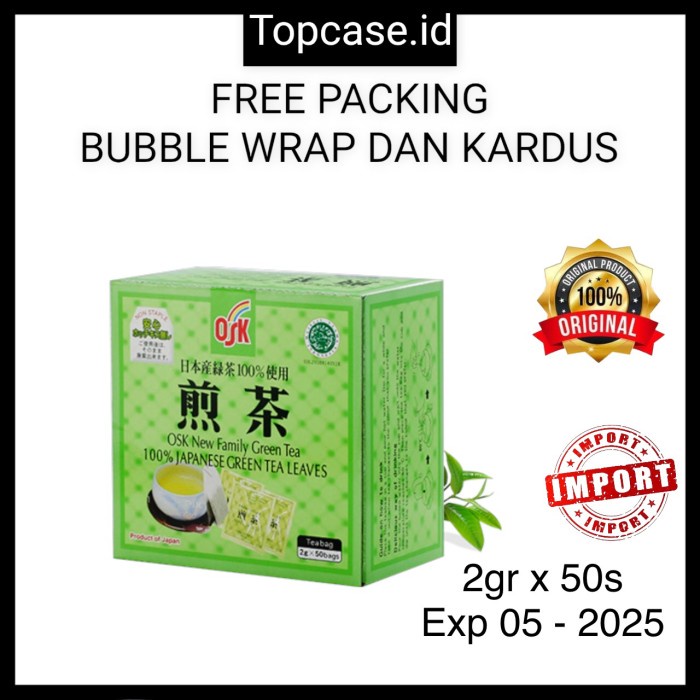 

new Teh Hijau Green Tea Jepang / OSK Japanese Green Tea 50 Sachet - Original