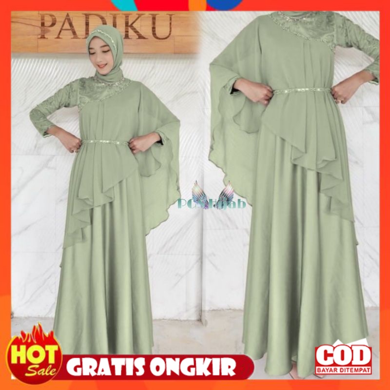 KAIN ADEM HALUS TEBAL / Rizkiya Maxy Tile Dress Brokat Kondangan Modern Warna Sage Green Gamis Bisa 