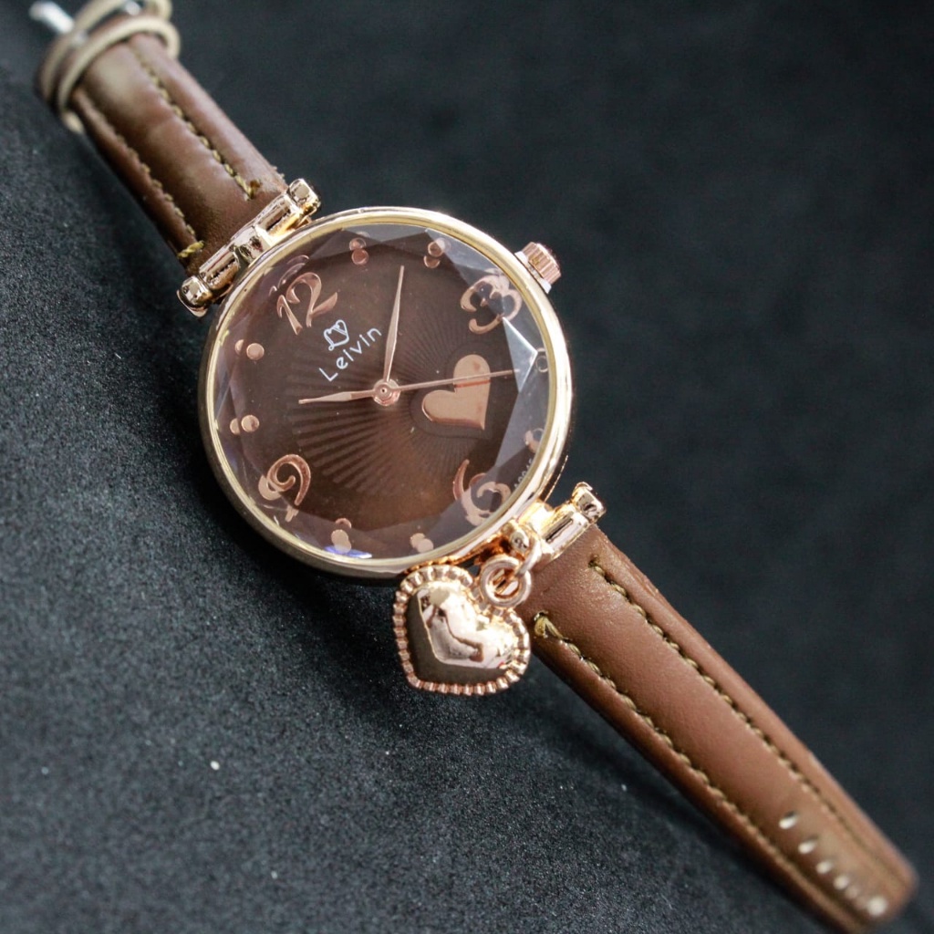 Jam Tangan Wanita Analog LEIVIN Fashion Watch Original LV-A9045 Tali Kulit Model Korean Style Jam Ta