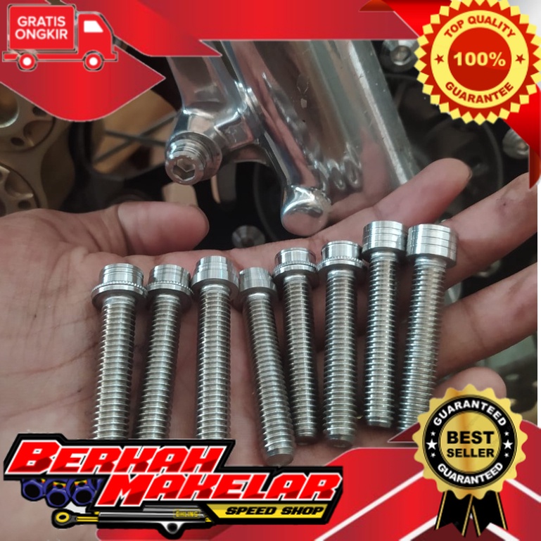 Baut pangkon kaliper bottom bawah skok ninja stainless bubut (1pcs)
