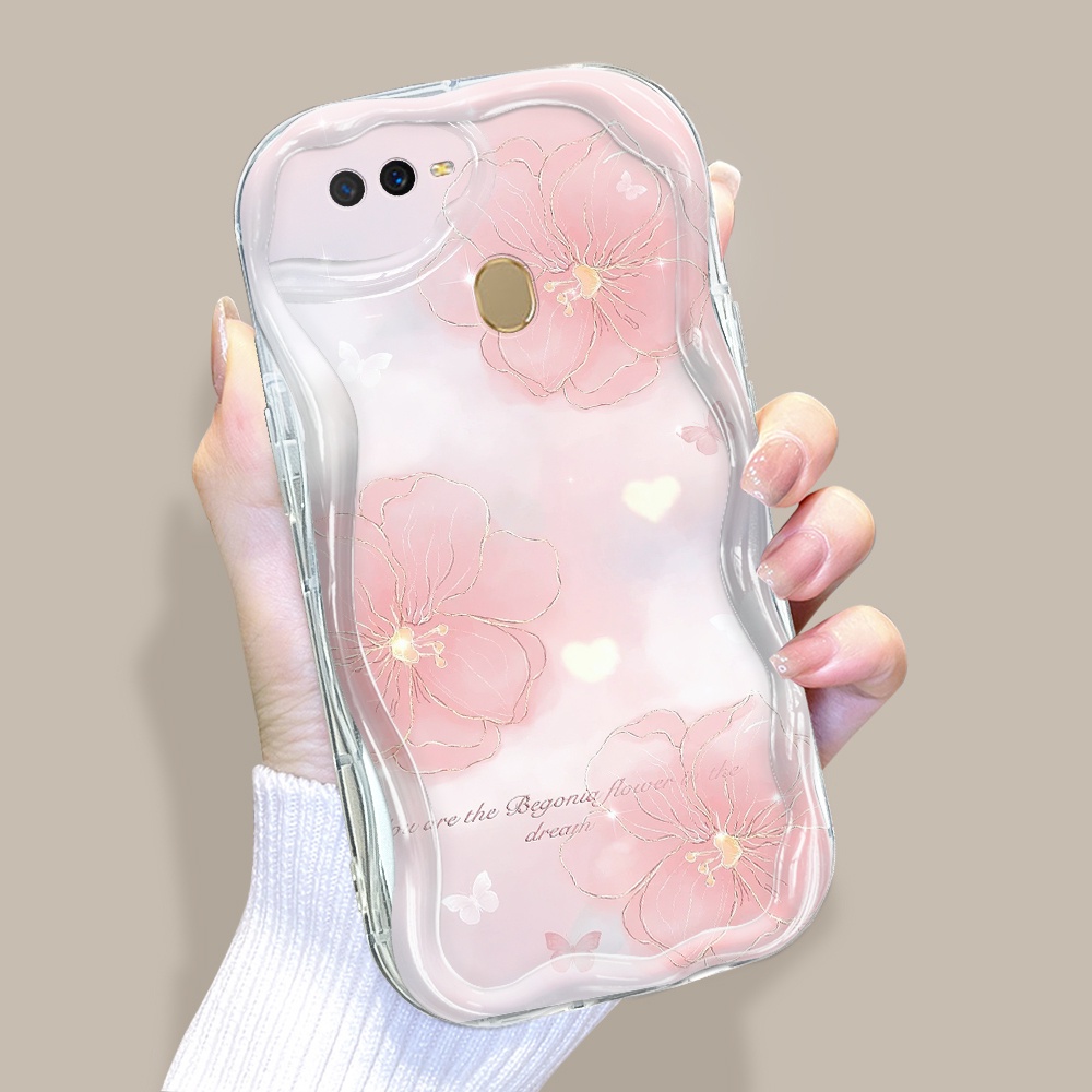 Casing Hp Untuk OPPO A12 A7 A5S A12S Phone Case Softcase Cartoon Golden Pink Flower Butterfly Love H