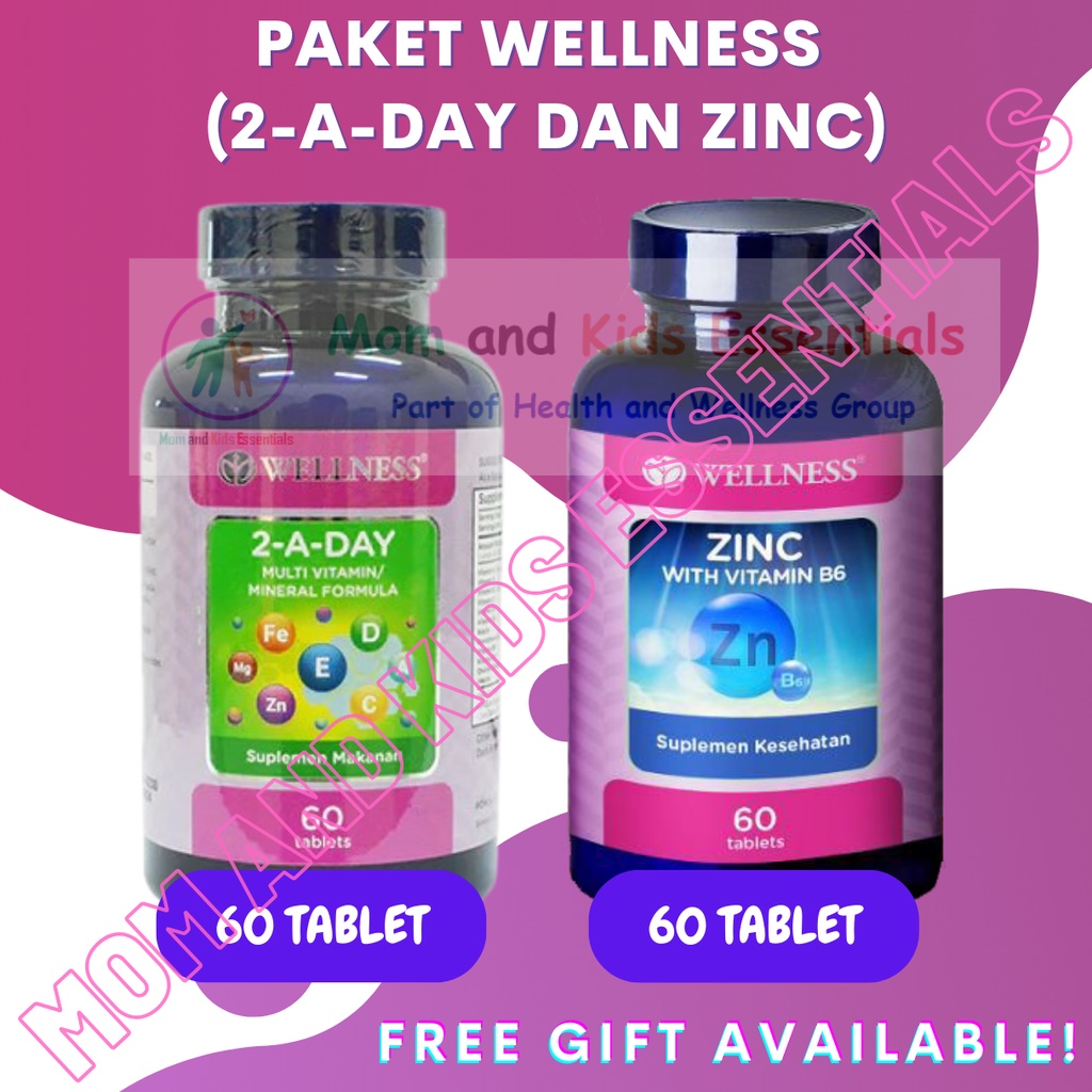 PAKET IMUN WELLNESS 2 A DAY MULTIVITAMIN DAN ZINC 60 TABLET KESEHATAN