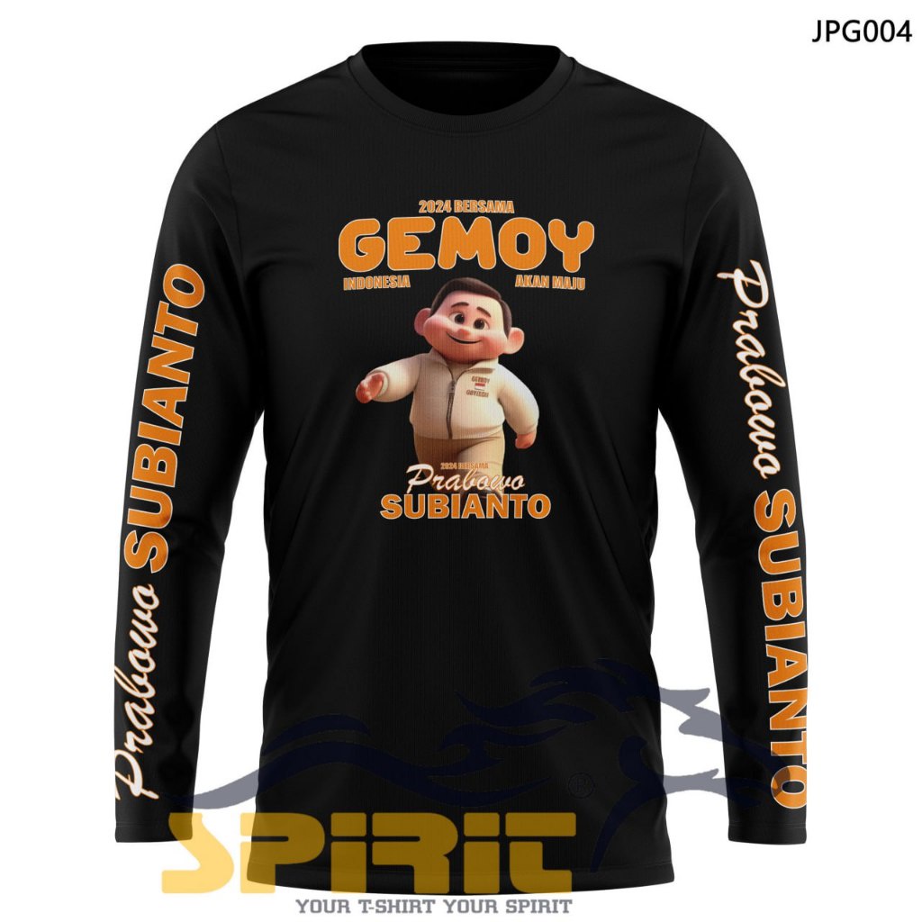 Baju Kaos Pemilu 2024 Kaos Prabowo Gemoy Baju Prabowo Gemoy Lengan Panjang
