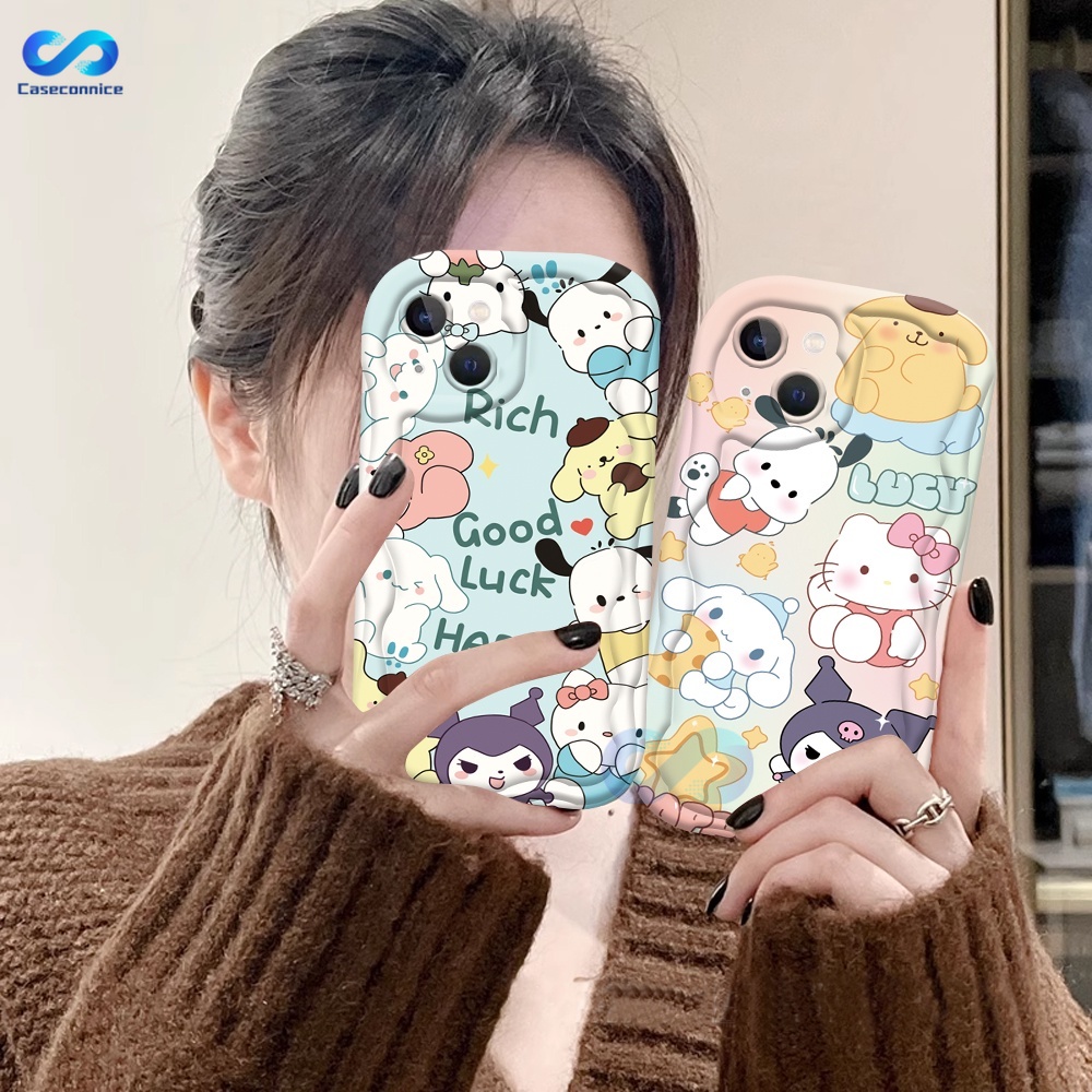 Casing hp Infinix Note 30 30 Pro Hot 30i 30 Play Note 12 G96 Hot 12 Play 11 Play 9 Play 10 Play Smart 5 Smart 6  Smart 7 Hot 20S Sanrio family members 3D Soft Wave Edge TPU Phone Case Cover CONNICE