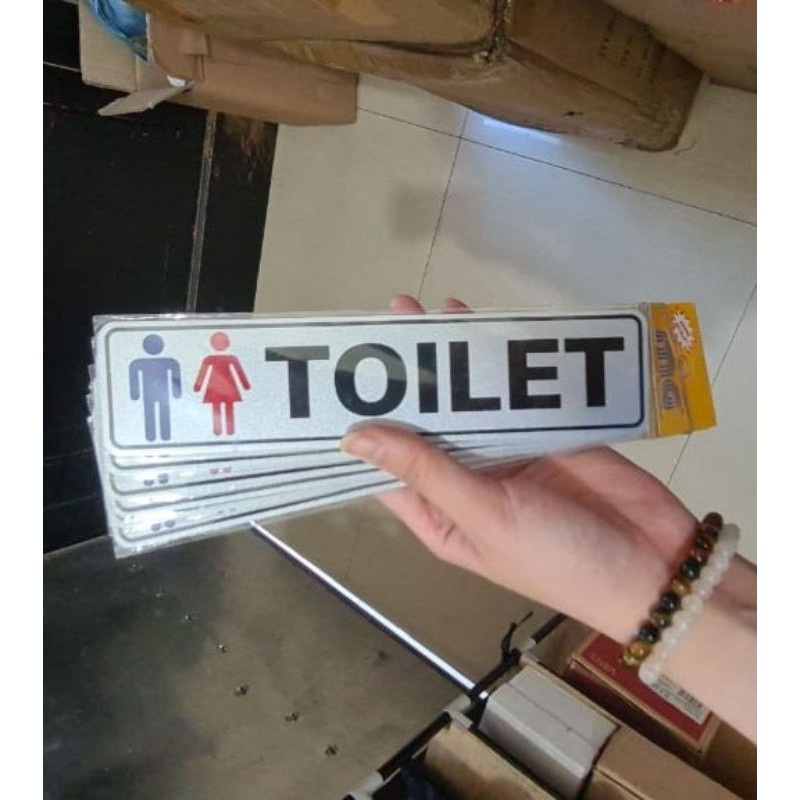 

Sticker Stiker Tempel Tulisan Toilet dengan icon gambar logo pria wanita