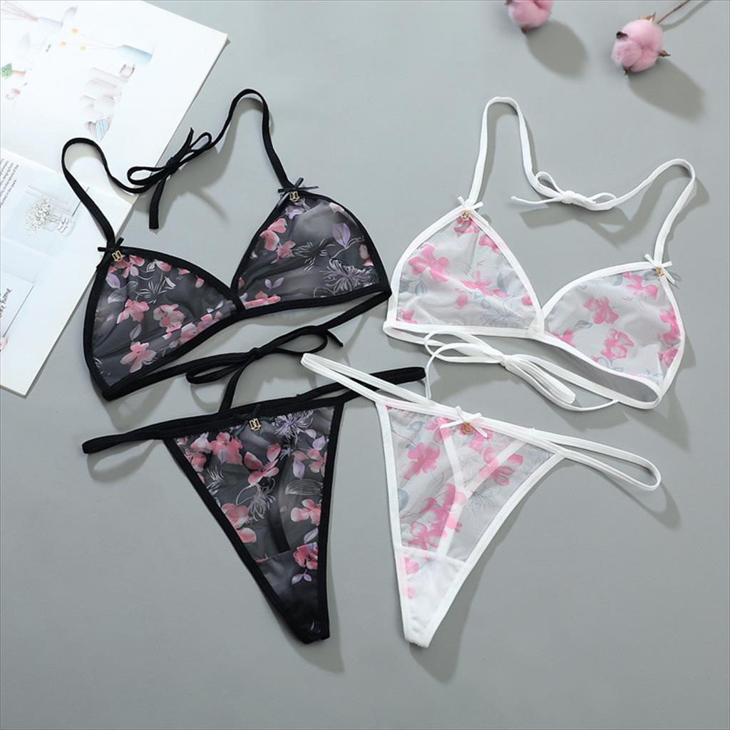 BB - PL003 Lingerie Set Seksi Bra + G String Motif Bunga