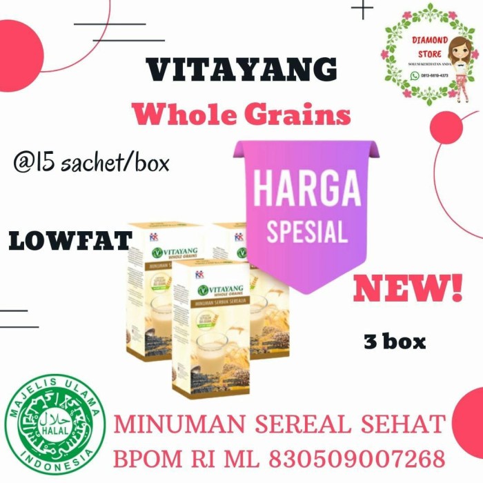 

[ READY STOCK ] NEW! Vitayang Whole Grains / Sarapan Pagi Sereal Sehat Rendah Kalori