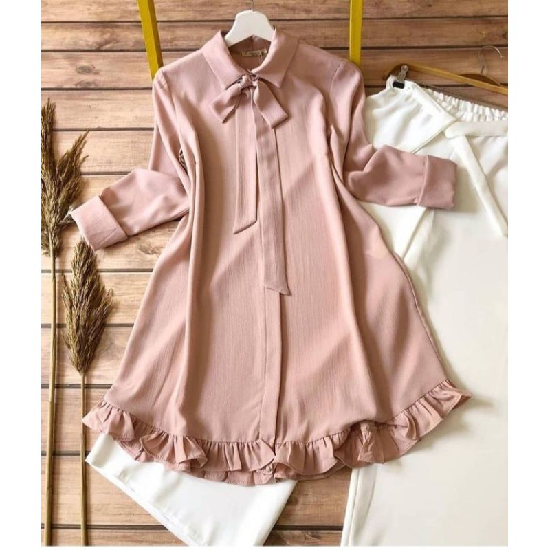 Alya Tunik Crinkle Airflow Premium Blouse Korean Style Viral Untuk Wanita Kekinian Dress Polos Busui