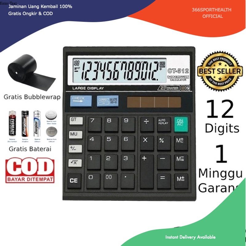 

[366SH] Kalkulator Calculator Model Citizen CT512 CT 512 12 Digit Ibiza