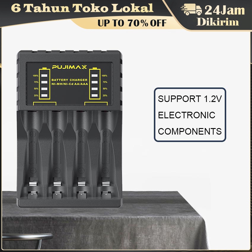 Fast Charger Baterai Battery 4 Slot / Charger Baterai 4 Slot Dengan Indikator