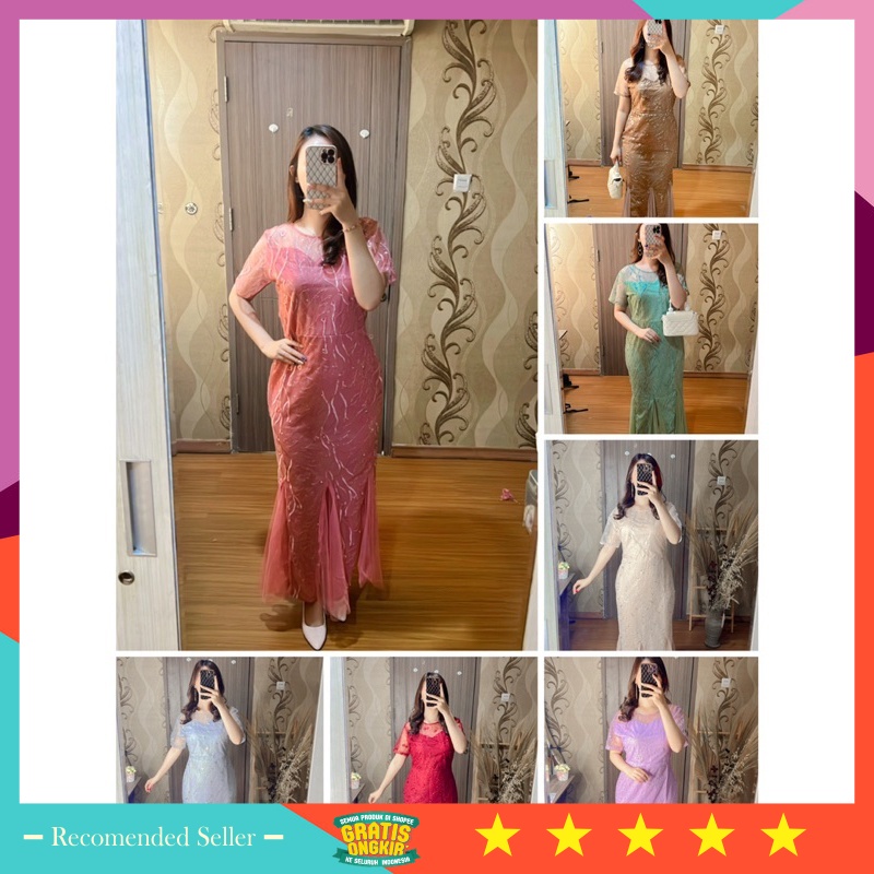 Pakaian Wanita Dress Natal Lebaran Christmas Murah Kondangan / ISTANABAJU89- 3 UKURAN L XL XXL DRESS