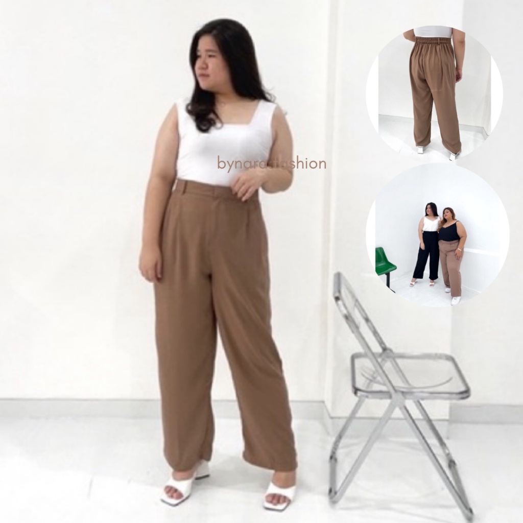 Celana Kulot Jumbo Wanita Big Size Wide Leg Pants S-XXXL 40-95KG Polyester Premium