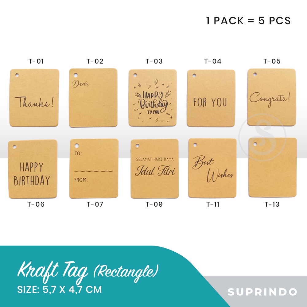 

(PER PAK) Tag Ucapan Kotak 1-19