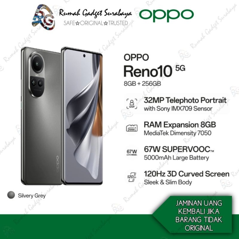 Oppo Reno 10 5G 8GB/256GB Original Bergaransi resmi Oppo Indonesia