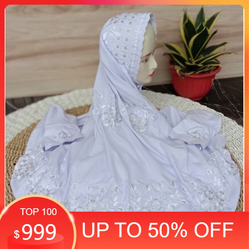 Mukena Putih Terusan Mukena Terusan DEWASA Bordir putih(UZ)