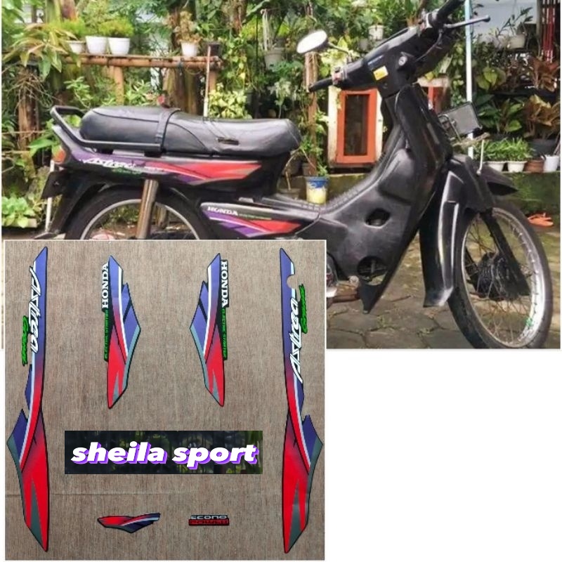 striping grand grend stiker lis les Honda Astrea Grand hitam Lis Merah tahun 1996