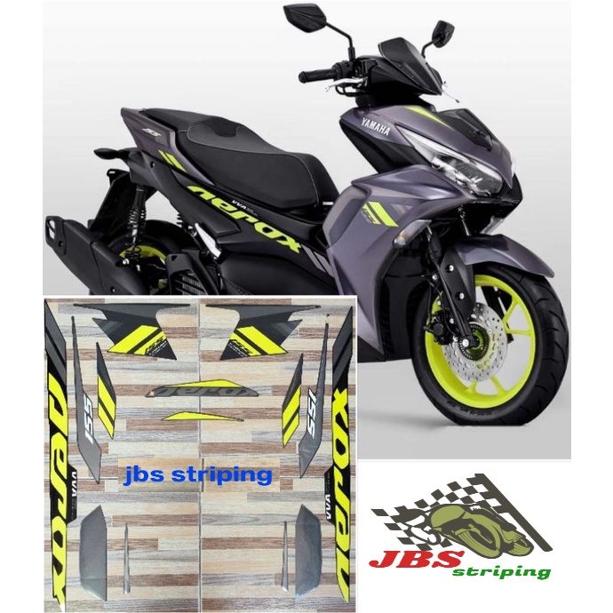 Striping Yamaha aerox vva 155 connected abu abu grey hijau tahun 2021 stiker lis les aerox kualitas 