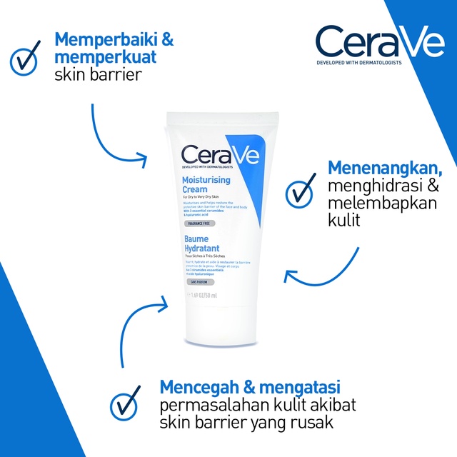 CeraVe Dry Skin Must Haves (Hydrating Cleanser + Moisturising Cream) FREE AM &amp; PM Moisturiser