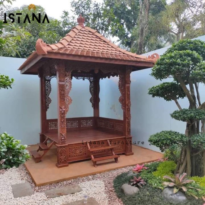 FREE ONGKIR JFS gazebo jati ukir jepara, gazebo kolam renang (sunbed taman)