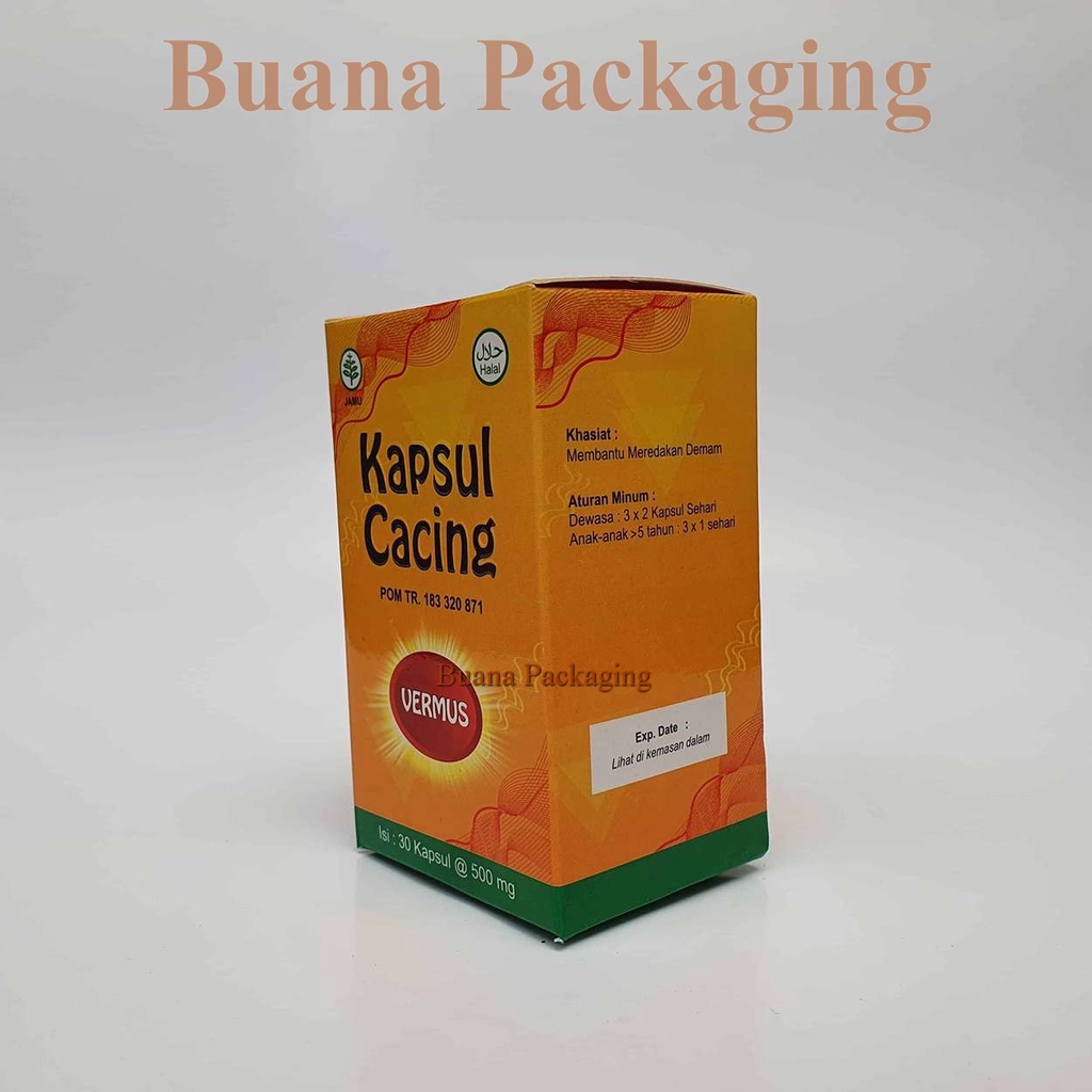 Obat Vermus Kapsul Cacing Isi 30 Kapsul / Kapsul Cacing / Obat Tipes  / Kapsul Penurun Demam / Jamu 