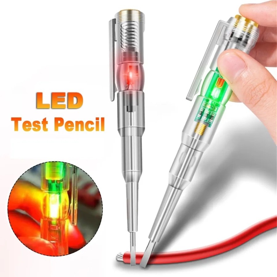 Obeng Tespen Taspen Testpen AC DC 12V 220V LED Deteksi Kabel Putus Lampu Indikator Dual Led Merah Hi