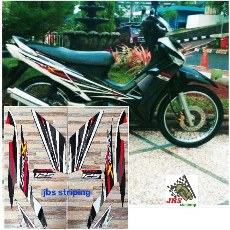 stiker supra 125 d striping  Honda Supra X 125 D hitam putih tahun 2008 2009 list body supra 125d