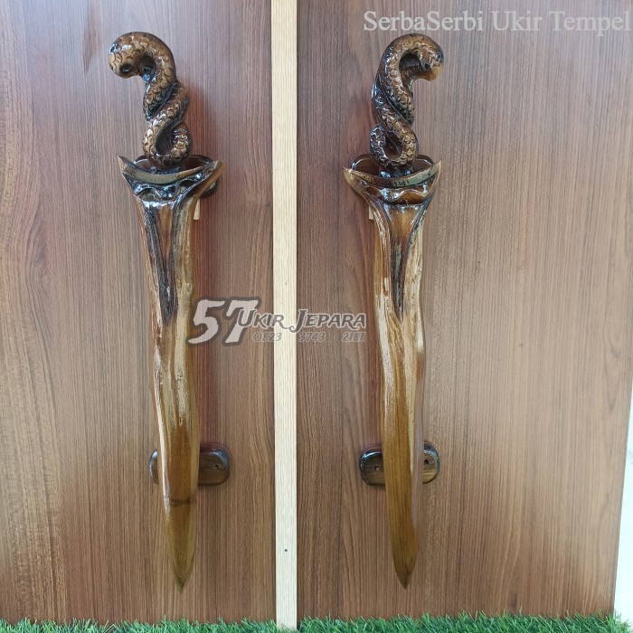 Tarikan pintu / Handle rumah ukir kayu jati asli jepara - Gagang pintu - Matengan Termurah