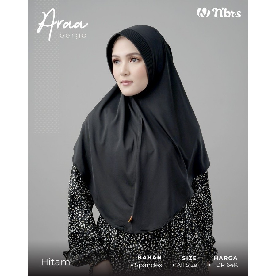 Hijab Instan Nibras Spandex Jilbab Bergo Polos 75 x 85 cm Araa