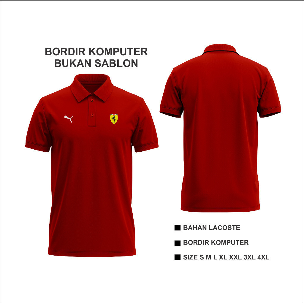 Polo Bordir Baju Kaos Polo Baju ferari bordir kaos ferari Polo ferari bordir Polo Seragam Bordir