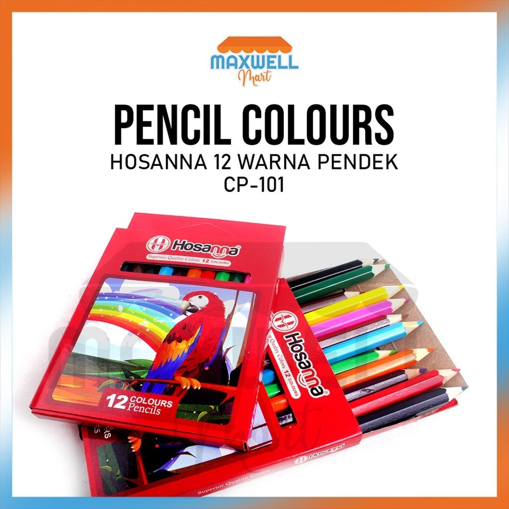 

[MaxMart] 12warna Pensil Warna sz Pendek CP101 / Pensil Warna Hosanna