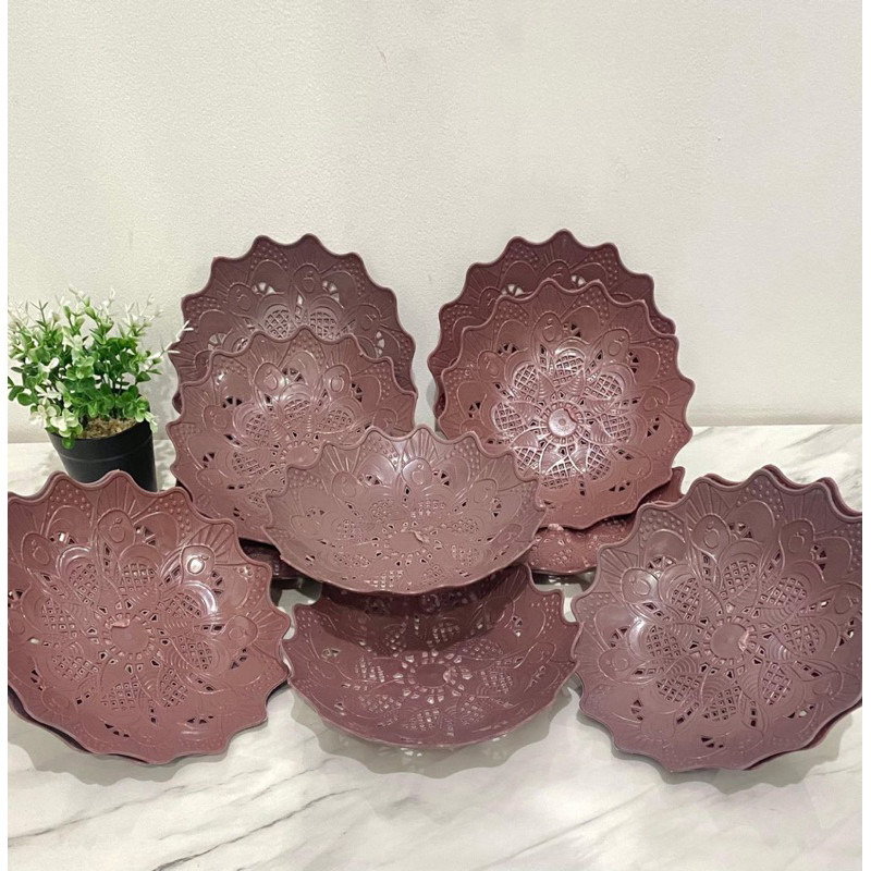 [1 LUSIN] PIRING ROTAN BUAH ANYAM BAHAN PLASTIK TEBAL BERKUALITAS PIRING PLASTIK NAMPAN PLASTIK CORA