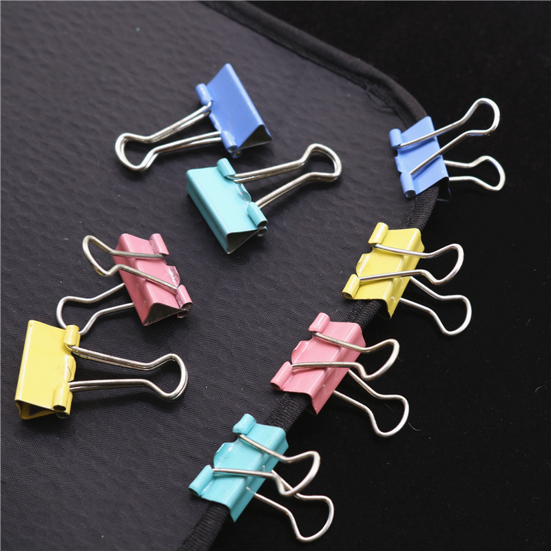 

50 Pcs Wholesale Office Supplies Trumpet 19mm Color Binder Clips Dovetail Bills Clip 40 Boxed