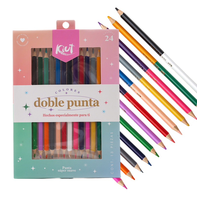 

24 Colors Triangle Double Headed Pencils for Professional Drawing Sketching and Pastel Art Premium Art Supplies