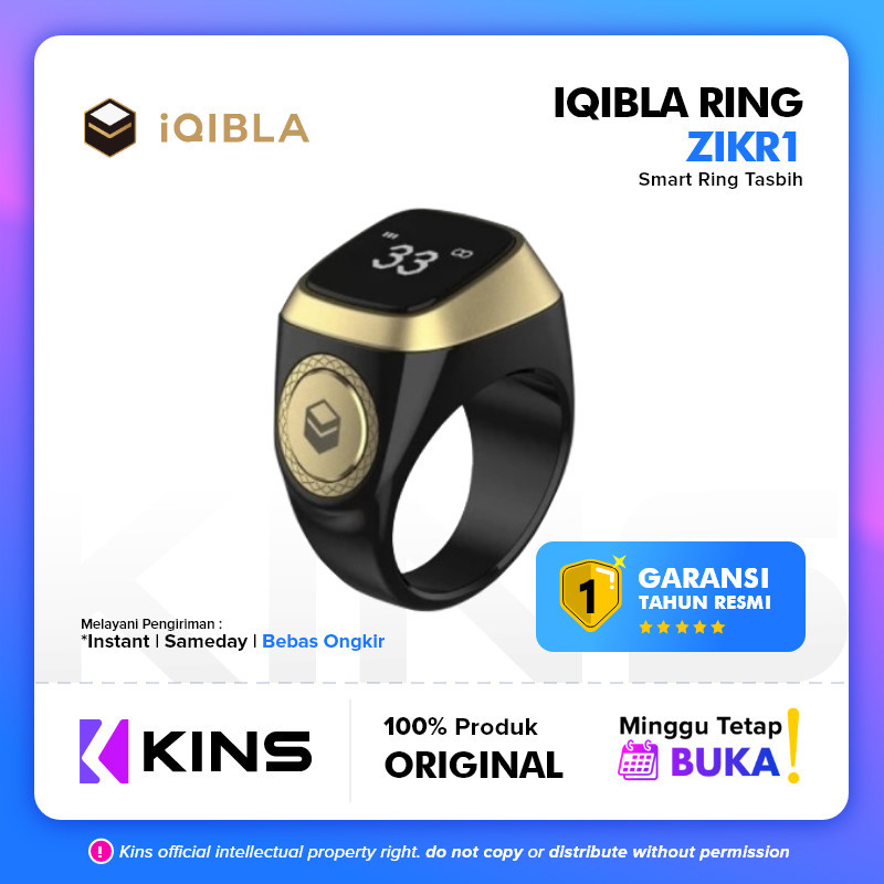 iQibla Zikr Ring Lite - Cincin Tasbih Pintar (Polyester) / Cincin Tasbih Digital / iQibla Zikr Ring 