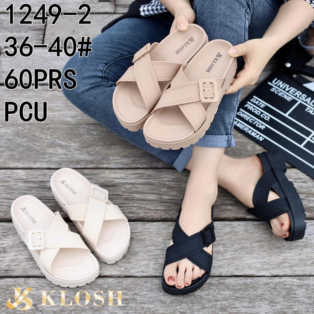 HaOGoS | Sandal Wedges Fuji Platform Ban Silang Gesper Kotak kancing KLOSH LCR 1249-2 36-40