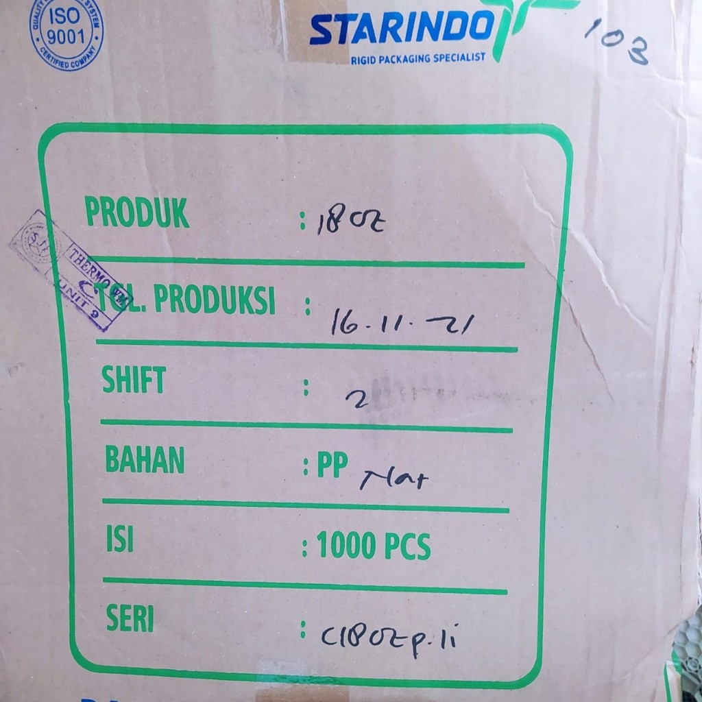 gelas cup 18oz datar tebal starindo 1000pcs