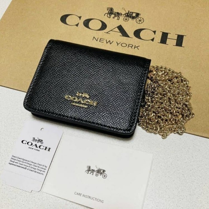 Ċöāĉħ Mini Wallet On A Chain Crossbody - Black