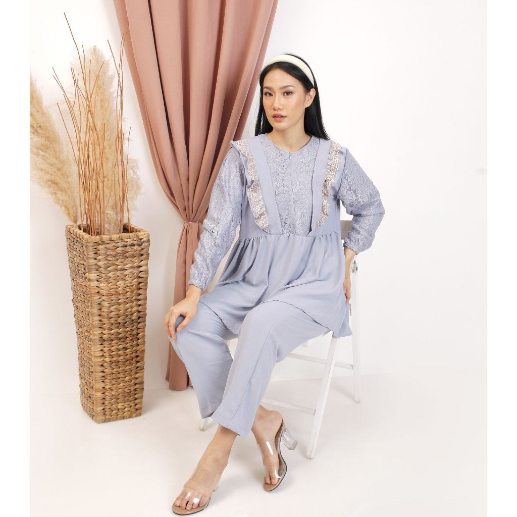 [𝗚𝗹𝗮𝗺𝗼𝗿𝗮] SETCEL KIRANA CRINKLE AIRFLOW STELAN LONG TUNIK BRUKAT MEWAH GROSIR MURAH