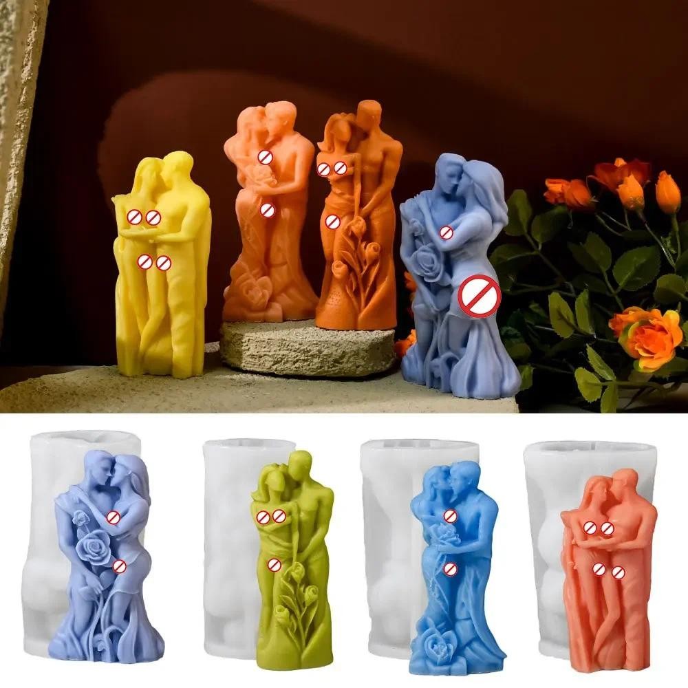 

Valentine’s Day Rose Lover Candle Silicone Mould Kiss Couple Gypsum Molds Human Body Soap Making Tool Flower Romantic Date Decor