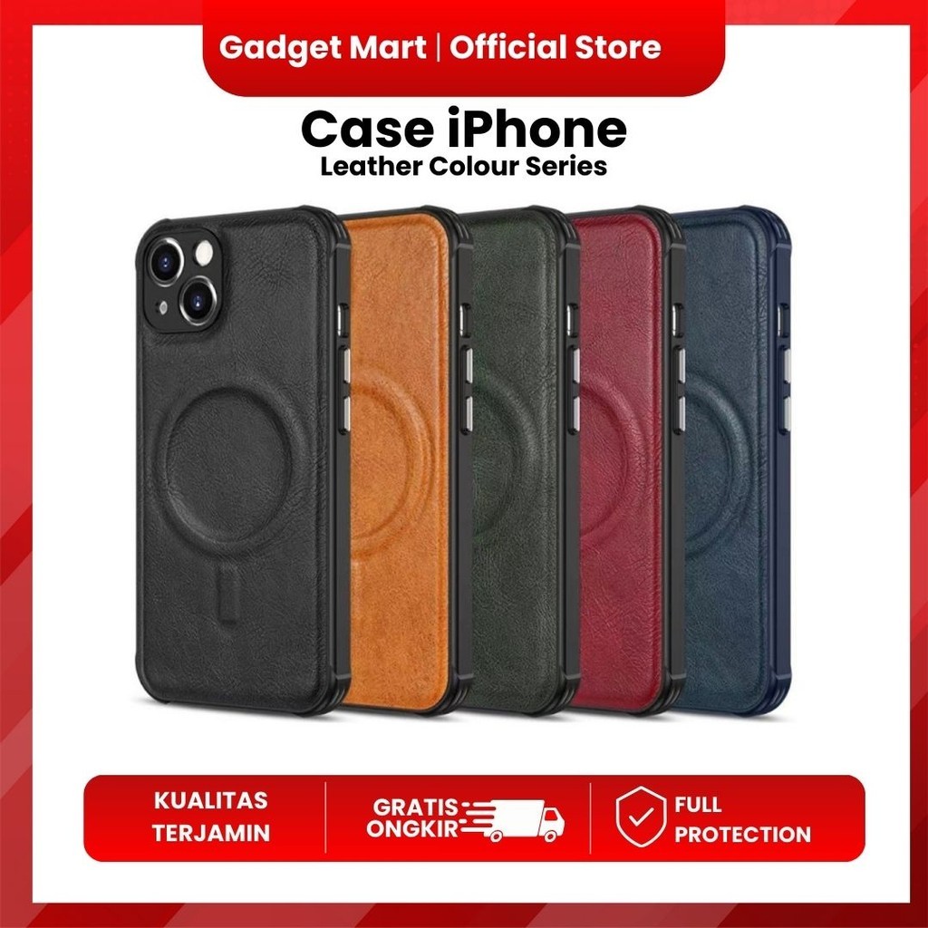 Case iPhone Apple 11/12/13/PRO/PROMAX Magsafe Leather Colour Series