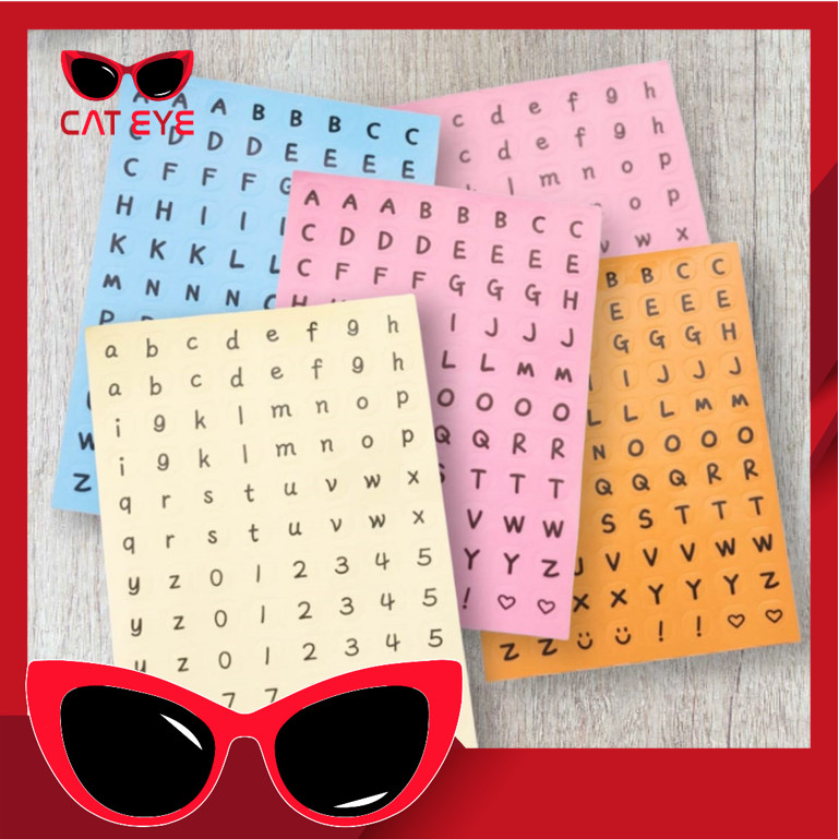 

PROMO - 6217 Stiker Alphabet Warna Plain / Numeric Sticker Tulisan Angka / Letter Capital Round Sticker / Decoration Sticker Huruf