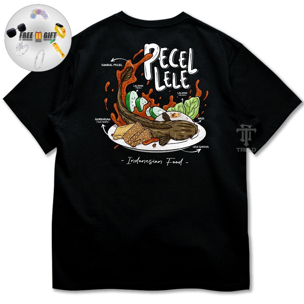 Kaos Indonesia Local Food Series SAMBEL PECEL LELE LALAPAN | Tshirt Culture Baju Distro Makanan Kuli