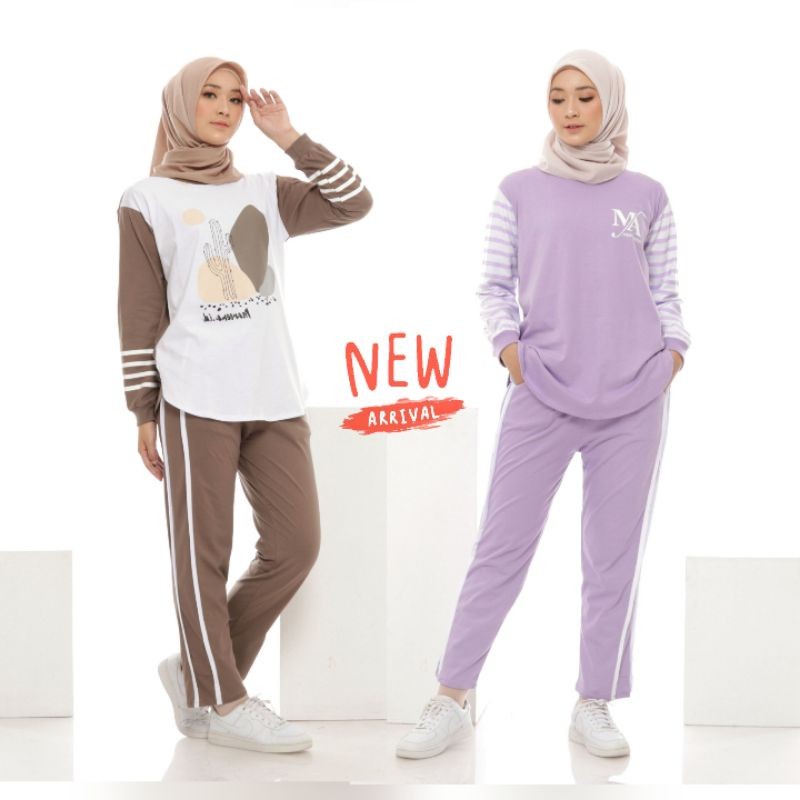 Setelan Olahraga Gowes Senam Wanita - One Set Sporty Sepeda Muslimah